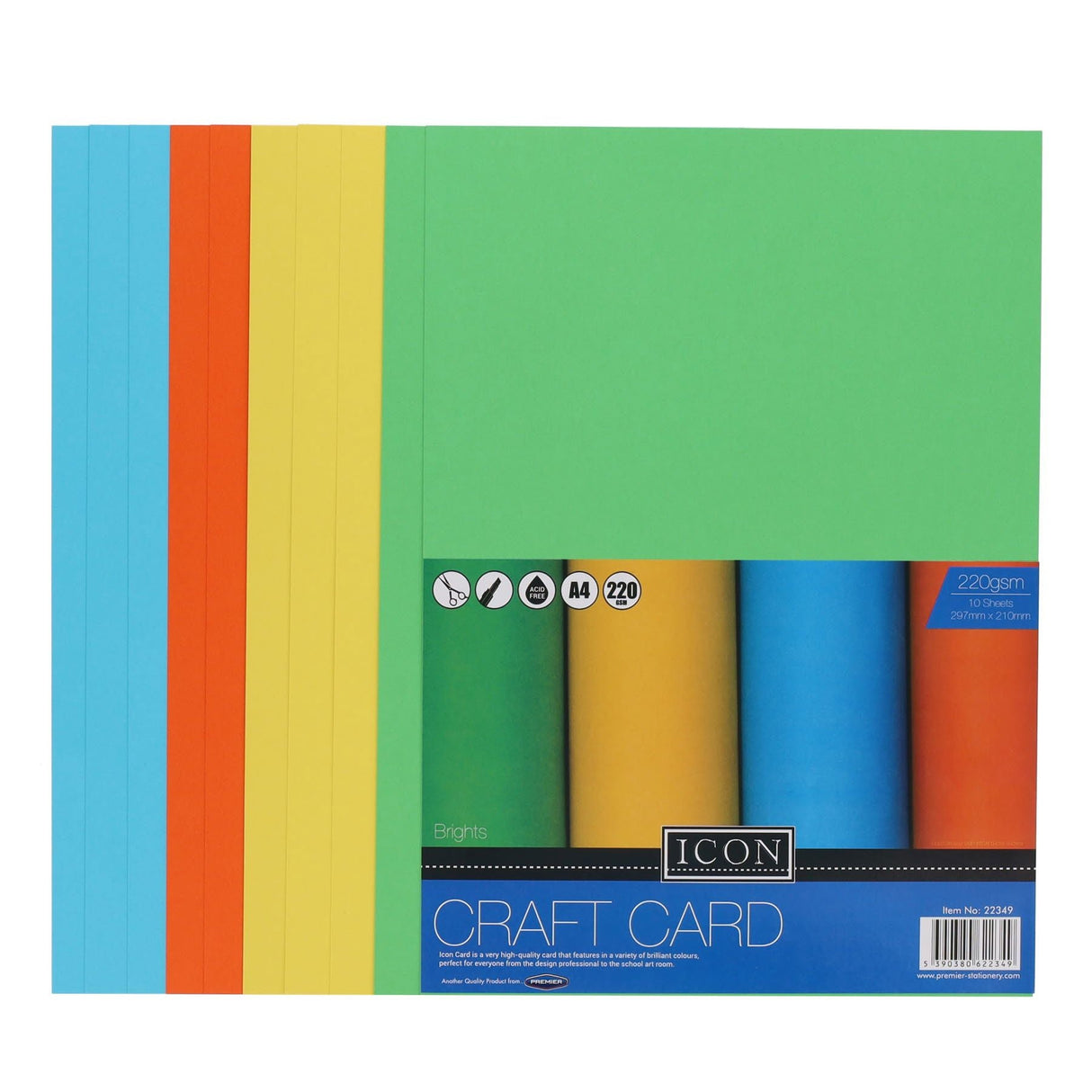 Icon A4 Craft Card - 220gsm - Bright - Pack of 10-Craft Paper & Card-Icon|StationeryShop.co.uk
