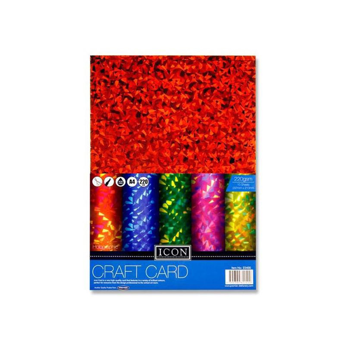 Icon A4 Craft Card - 220gsm - Holographic - Pack of 10