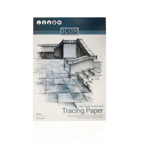 Icon A4 Tracing Paper Pad - 65gsm - 25 Sheets-Drawing & Painting Paper-Icon|StationeryShop.co.uk