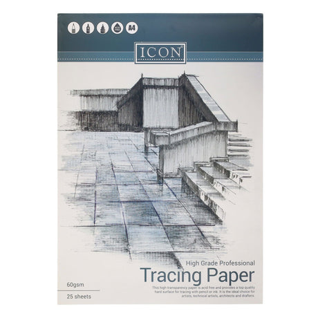 Icon A4 Tracing Paper Pad - 65gsm - 25 Sheets-Drawing & Painting Paper-Icon|StationeryShop.co.uk