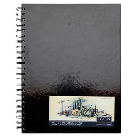 Icon A4 Wiro Hardcover Sketch Pad - 135gsm - 50 Sheets-Sketchbooks-Icon|StationeryShop.co.uk