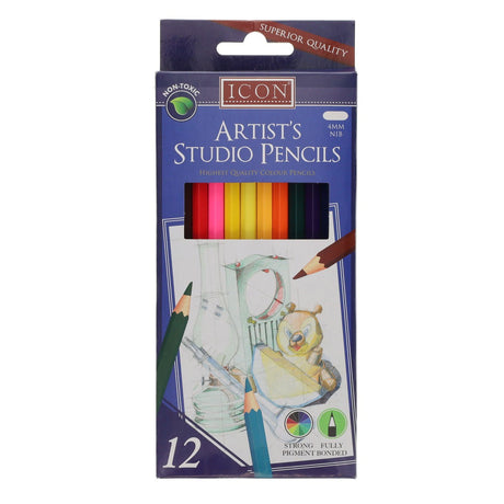 Icon Artist's Studio Superior Colour Pencils - 4mm Nib - Pack of 12-Colouring Pencils-Icon|StationeryShop.co.uk