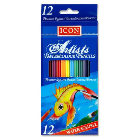 Icon Artists Watercolour Pencils - Water Soluble - Pack of 12-Watercolour Pencils-Icon|StationeryShop.co.uk