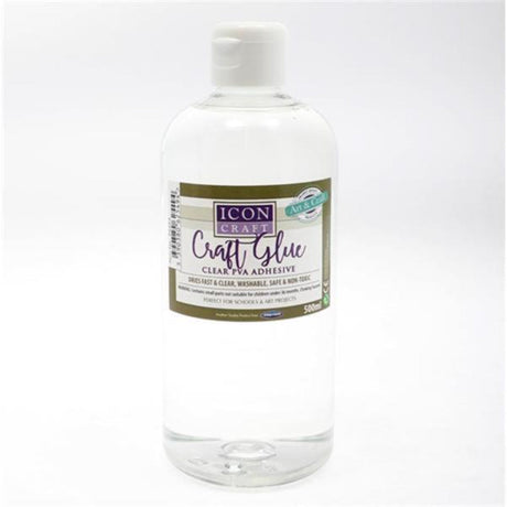 Icon Clear Craft Glue - Dries Fast & Clear, Washable - 500ml Bottle-Craft Glue & Office Glue-Icon|StationeryShop.co.uk
