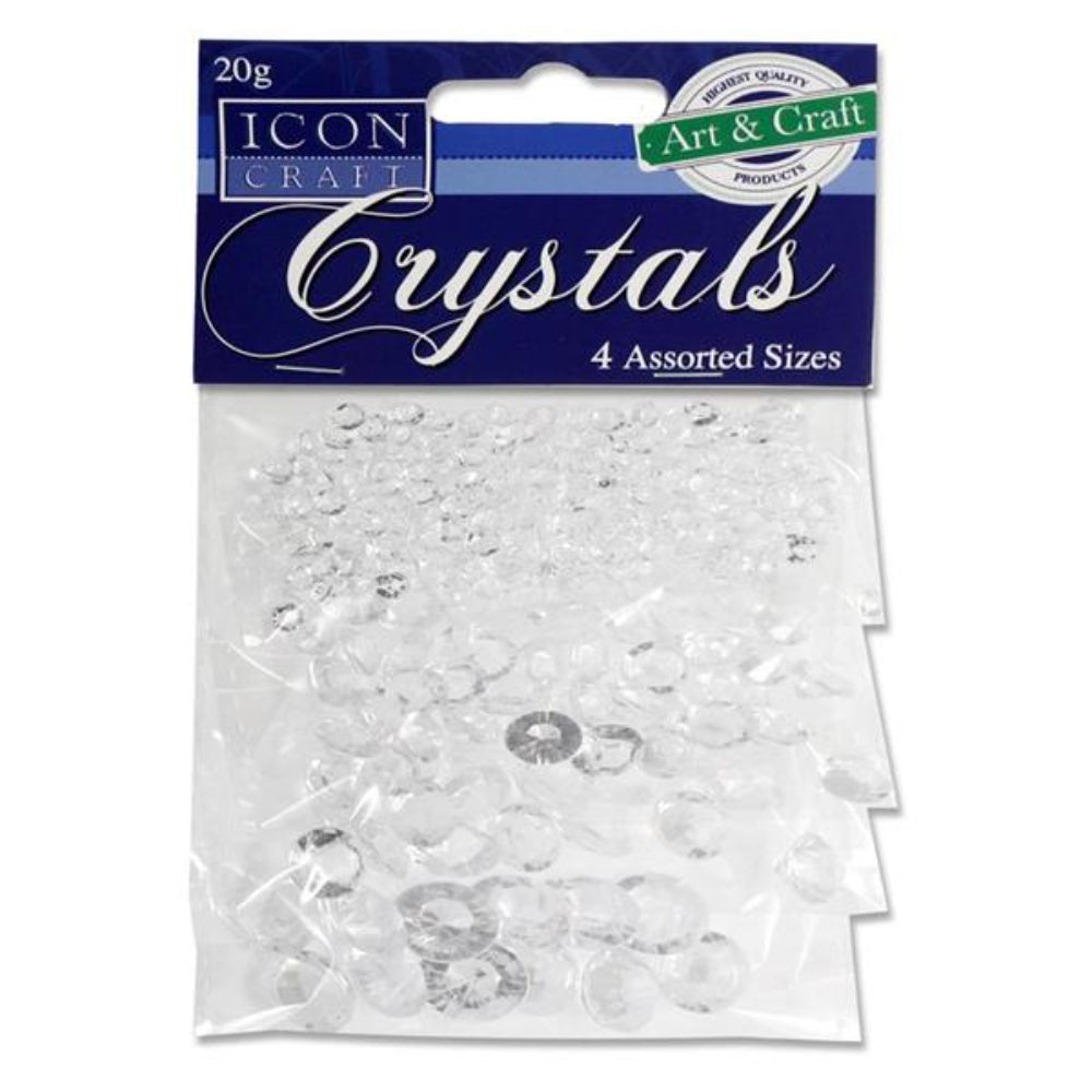 Icon Clear Crystals - 4mm to 12mm - Bag of 20g-Rhinestones & Flatbacks-Icon|StationeryShop.co.uk