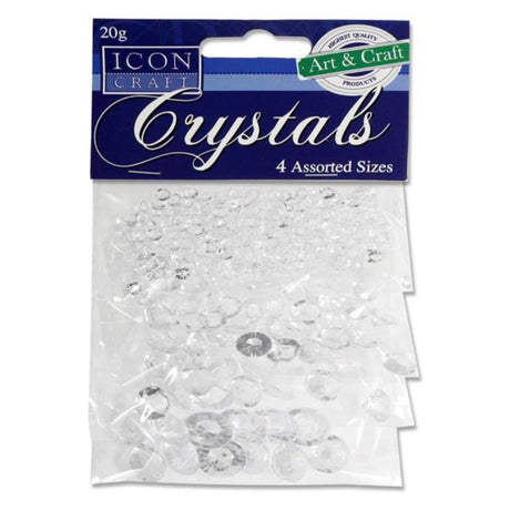 Icon Clear Crystals - 4mm to 12mm - Bag of 20g-Rhinestones & Flatbacks-Icon|StationeryShop.co.uk