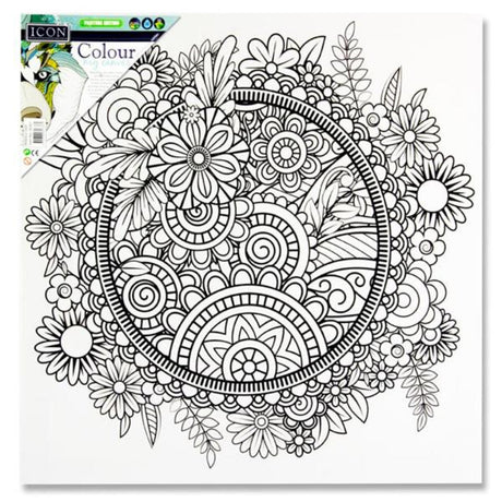 Icon Colour My Canvas 300X300mm - Floral Mandala-Colour-in Canvas-Icon|StationeryShop.co.uk