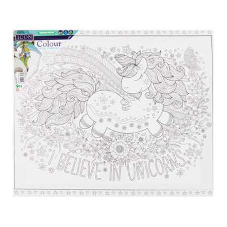 Icon Colour My Canvas - 300mm x 250mm - Believe in Unicorns-Colour-in Canvas-Icon|StationeryShop.co.uk