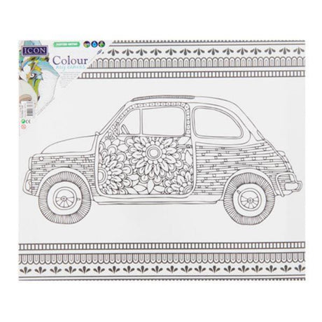 Icon Colour My Canvas - 300mm x 250mm - Floral Car-Colour-in Canvas-Icon|StationeryShop.co.uk