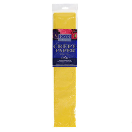 Icon Crepe Paper - 17gsm - 50cm x 250cm - Daffodil Yellow-Crepe Paper-Icon|StationeryShop.co.uk