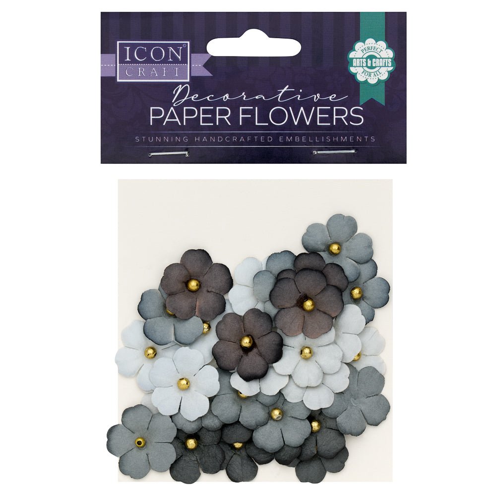 Icon Decorative Paper Flowers - Black - Pack of 30-Decorative Paper-Icon|StationeryShop.co.uk