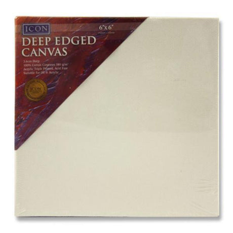 Icon Deep Edged Canvas - 380gsm - 6x6-Blank Canvas-Icon|StationeryShop.co.uk