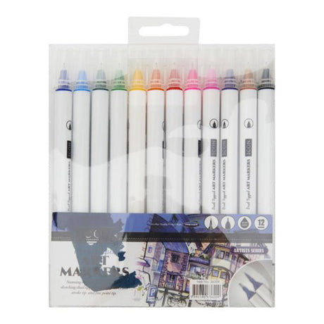 Icon Dual Tipped Art Markers - Pack of 12-Felt Tip Pens-Icon|StationeryShop.co.uk