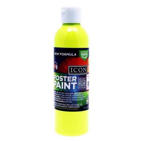 Icon Fluorescent Poster Paint - 300ml - Sunburst Yellow-Fluorescent Craft Paints-Icon|StationeryShop.co.uk