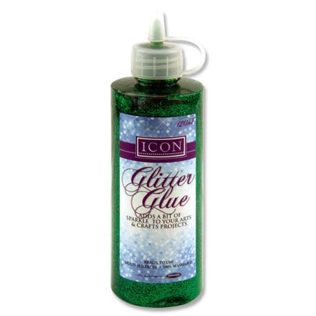Icon Glitter Glue Bottle - 120ml - Green-Sequins & Glitter-Icon|StationeryShop.co.uk