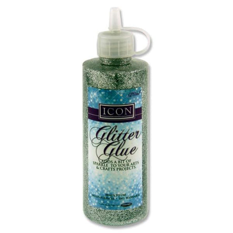Icon Glitter Glue Bottle - 120ml - Silver-Sequins & Glitter-Icon|StationeryShop.co.uk