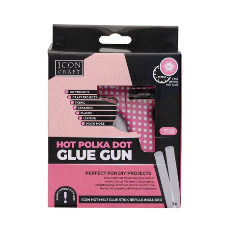 Icon Glue Gun - Polka Dot Pink-Glue Guns & Refills-Icon|StationeryShop.co.uk