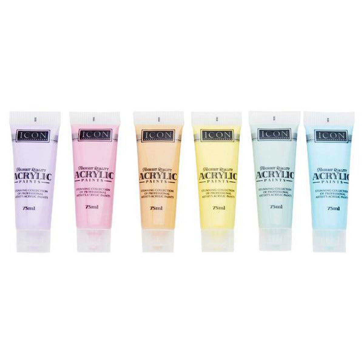 Icon Highest Quality Acrylic Paints - Set of 6x75ml - Pastel