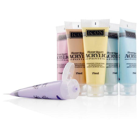 Icon Highest Quality Acrylic Paints - Set of 6x75ml - Pastel