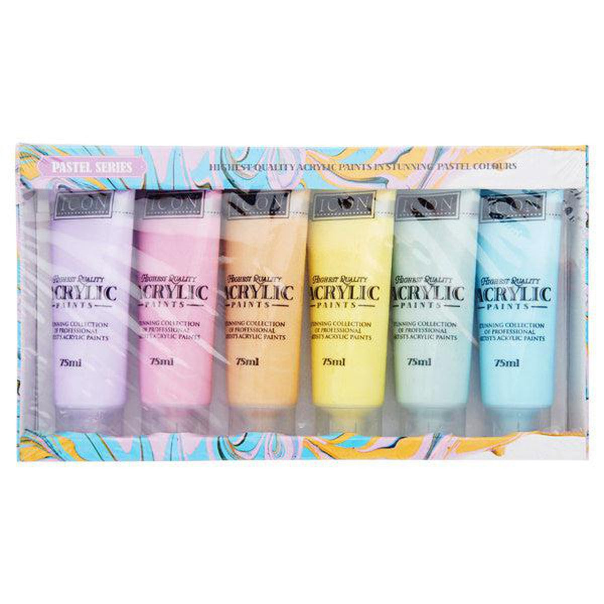 Icon Highest Quality Acrylic Paints - Set of 6x75ml - Pastel