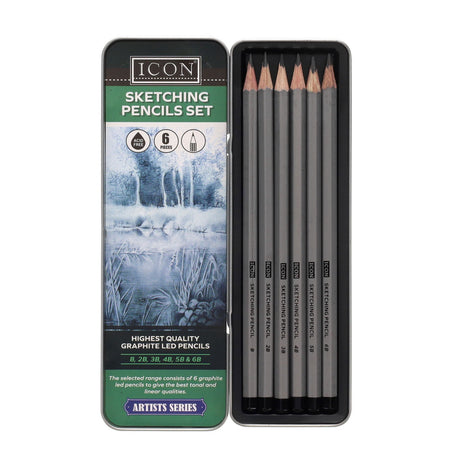 Icon Highest Quality Sketching Pencil Set Set in Tin-Artist Sets-Icon|StationeryShop.co.uk