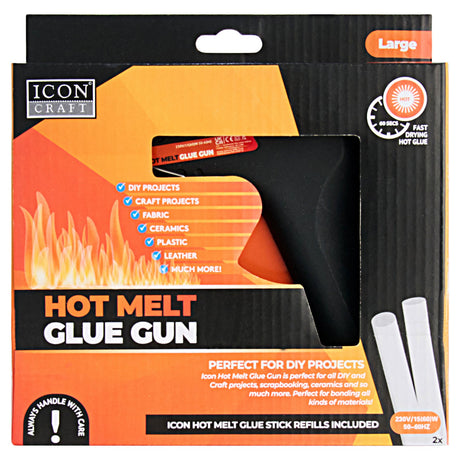 Icon Hot Melt Large Glue Gun - Black-Glue Guns & Refills-Icon|StationeryShop.co.uk