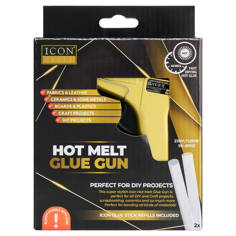 Icon Hot Melt Mini Glue Gun - Golden-Glue Guns & Refills-Icon|StationeryShop.co.uk