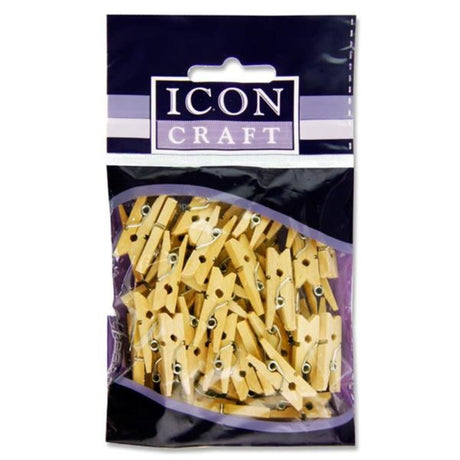 Icon Mini Pegs - Natural - Pack of 50-Crafting Materials-Icon|StationeryShop.co.uk