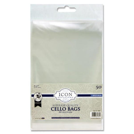 Icon Occasions 5x7 Self Seal Cello Bags - Pack of 50-Cellophane Bags & Rolls-Icon|StationeryShop.co.uk