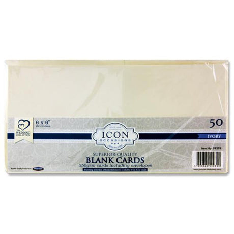 Icon Occasions 6x6 Cards & Envelopes - 250gsm - Ivory - Pack of 50-Craft Paper & Card-Icon|StationeryShop.co.uk