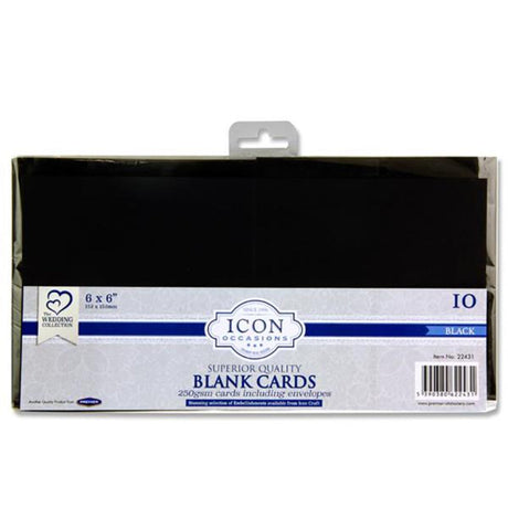 Icon Occasions - 6x6 - Cards and Envelopes - 250gsm - Black - Pack of 10-Craft Paper & Card-Icon|StationeryShop.co.uk
