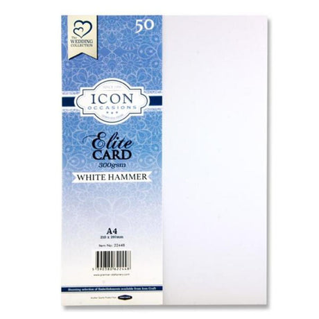 Icon Occasions A4 Hammer Card - 300gsm - White - Pack of 50-Craft Paper & Card-Icon|StationeryShop.co.uk