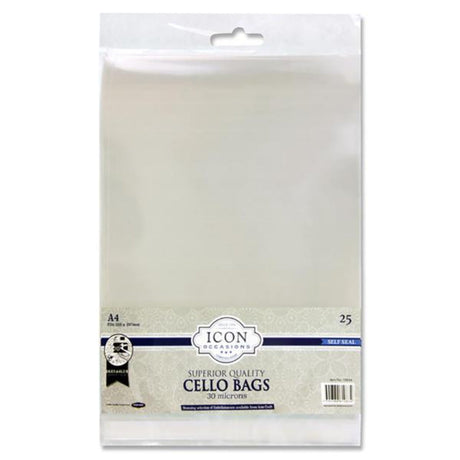 Icon Occasions A4 Self Seal Cello Bags - Pack of 25-Cellophane Bags & Rolls-Icon|StationeryShop.co.uk