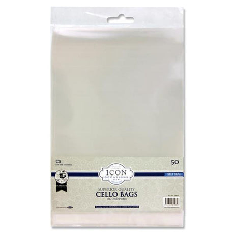 Icon Occasions C5 Self Seal Cello Bags - Pack of 50-Cellophane Bags & Rolls-Icon|StationeryShop.co.uk