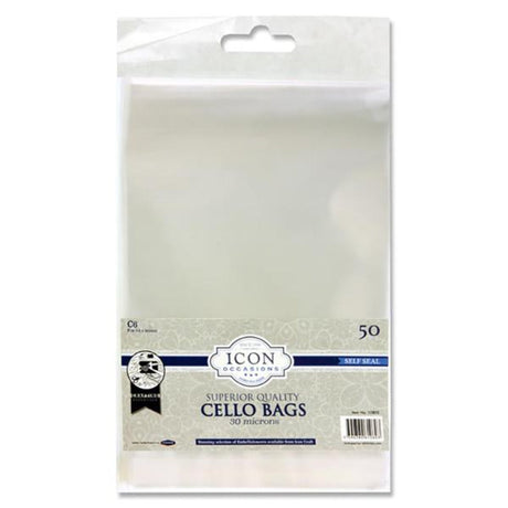 Icon Occasions C6 Self Seal Cello Bags - Pack of 50-Cellophane Bags & Rolls-Icon|StationeryShop.co.uk