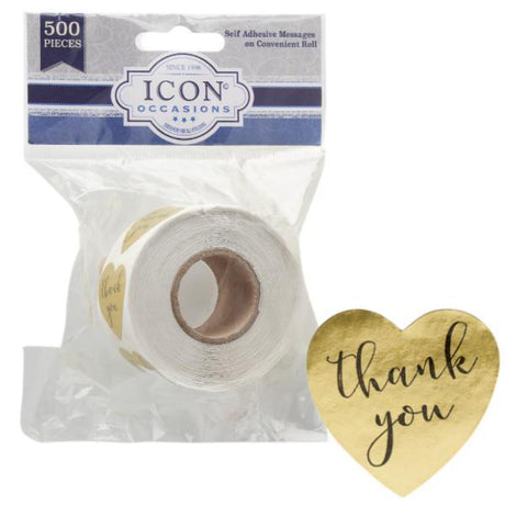 Icon Occasions Stickers Thank You - 500 pieces Gold-Labels-Icon|StationeryShop.co.uk