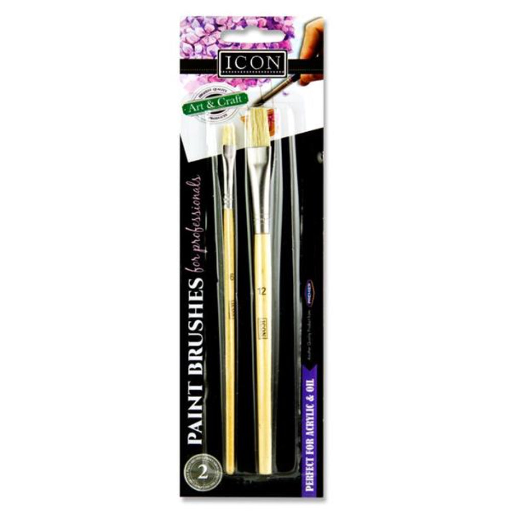 Icon Paint Brushes for Professionals - Pack of 2-Paint Brushes-Icon|StationeryShop.co.uk