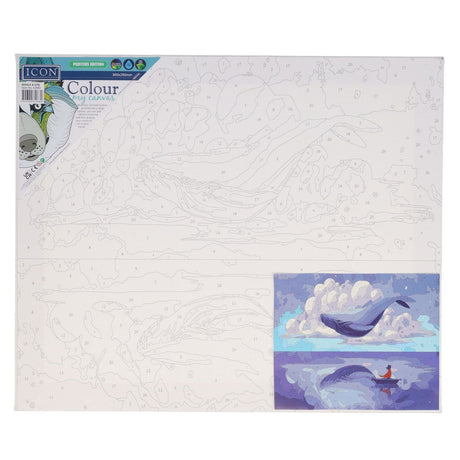 Icon Paint By Numbers Canvas - 300x250mm - Whale & Girl-Colour-in Canvas-Icon|StationeryShop.co.uk