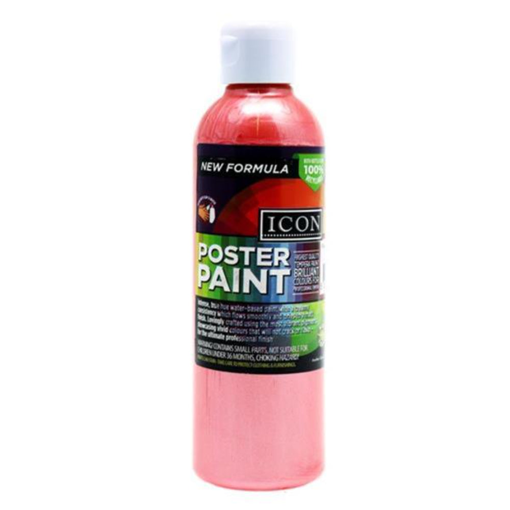 Icon Pearlescent Poster Paint - 300ml - Red-Pearlescent Craft Paints-Icon|StationeryShop.co.uk