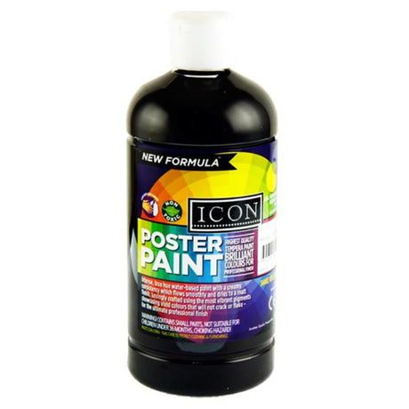 Icon Poster Paint - 500ml - Black-Craft Paints-Icon|StationeryShop.co.uk