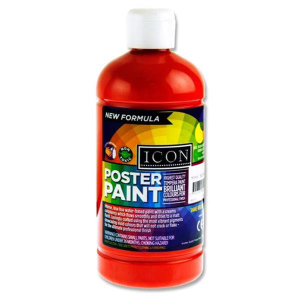 Icon Poster Paint - 500ml - Scarlet Red-Craft Paints-Icon|StationeryShop.co.uk