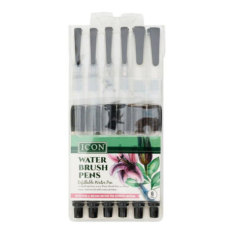 Icon Refillable Water Brush Pen Set - Set of 6-Brush Pens-Icon|StationeryShop.co.uk