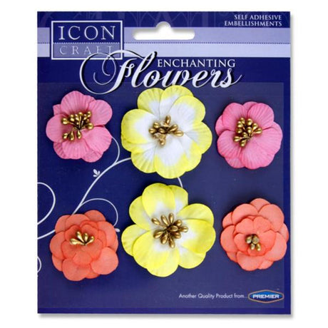 Icon Self Adhesive Enchanting Flowers - Yellow, Pink & Red-Decorative Paper-Icon|StationeryShop.co.uk