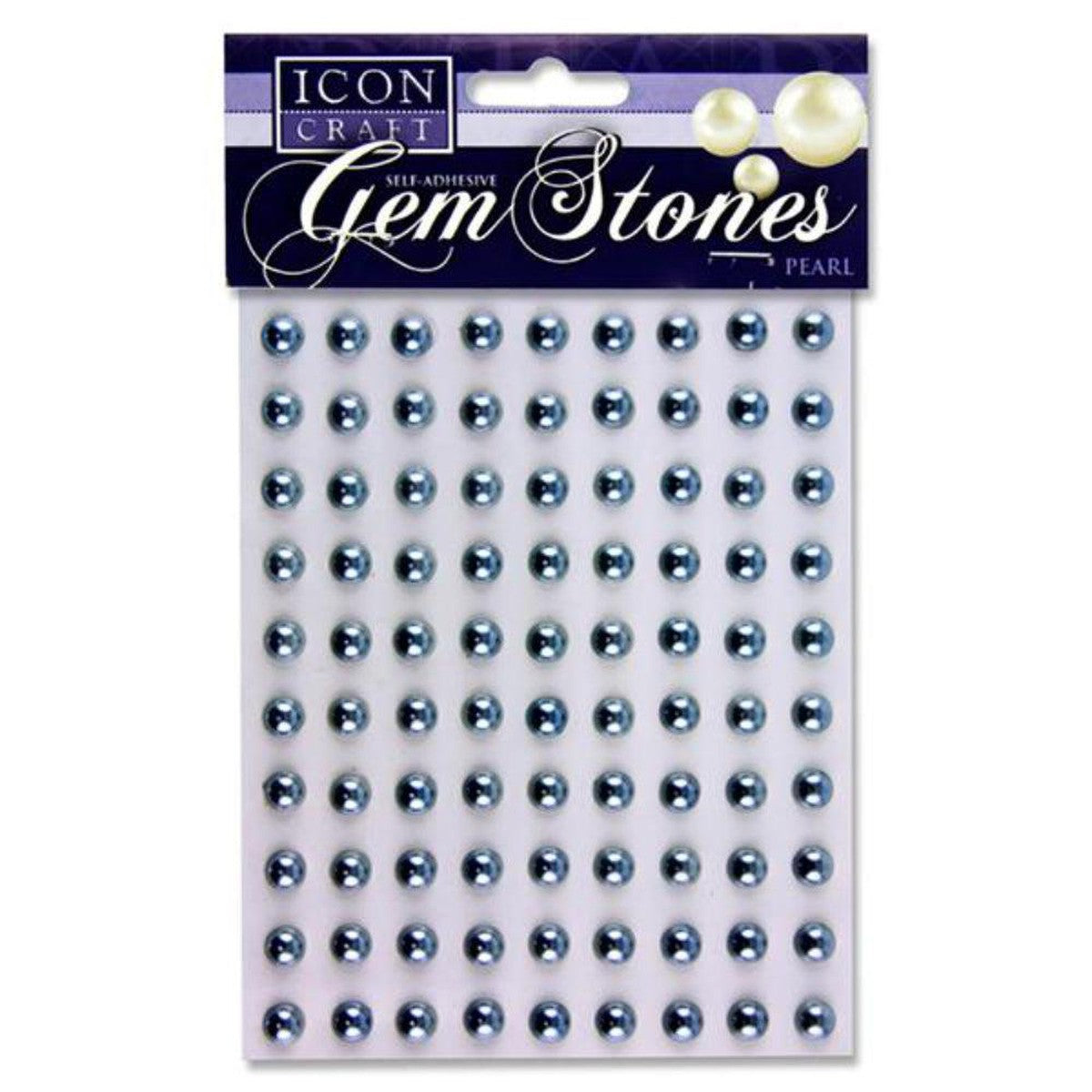 Icon Self Adhesive Gem Stones - 8mm - Pearl - Silver - Pack of 90
