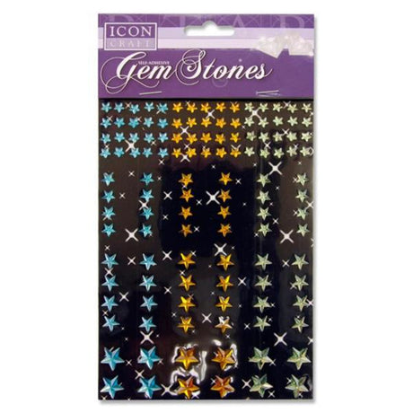 Icon Self Adhesive Gem Stones - Stars - Various Colours and Sizes - Pack of 120-Rhinestones & Flatbacks-Icon|StationeryShop.co.uk
