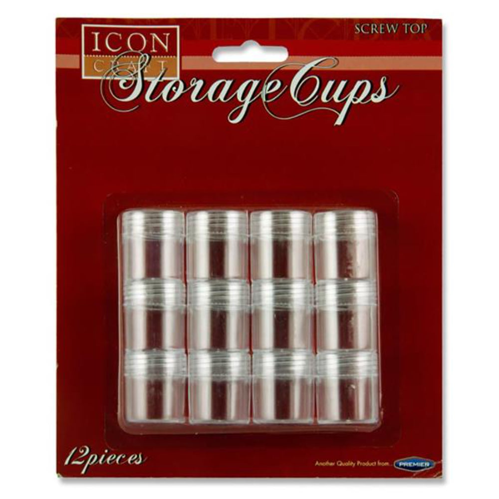 Icon Srew Top Storage Cups - 26mm x 29mm - Pack of 12-Art Storage & Carry Cases-Icon|StationeryShop.co.uk