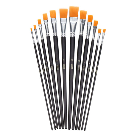Icon Taklon Paint Brush Set - Flat - Pack of 12-Paint Brushes-Icon|StationeryShop.co.uk