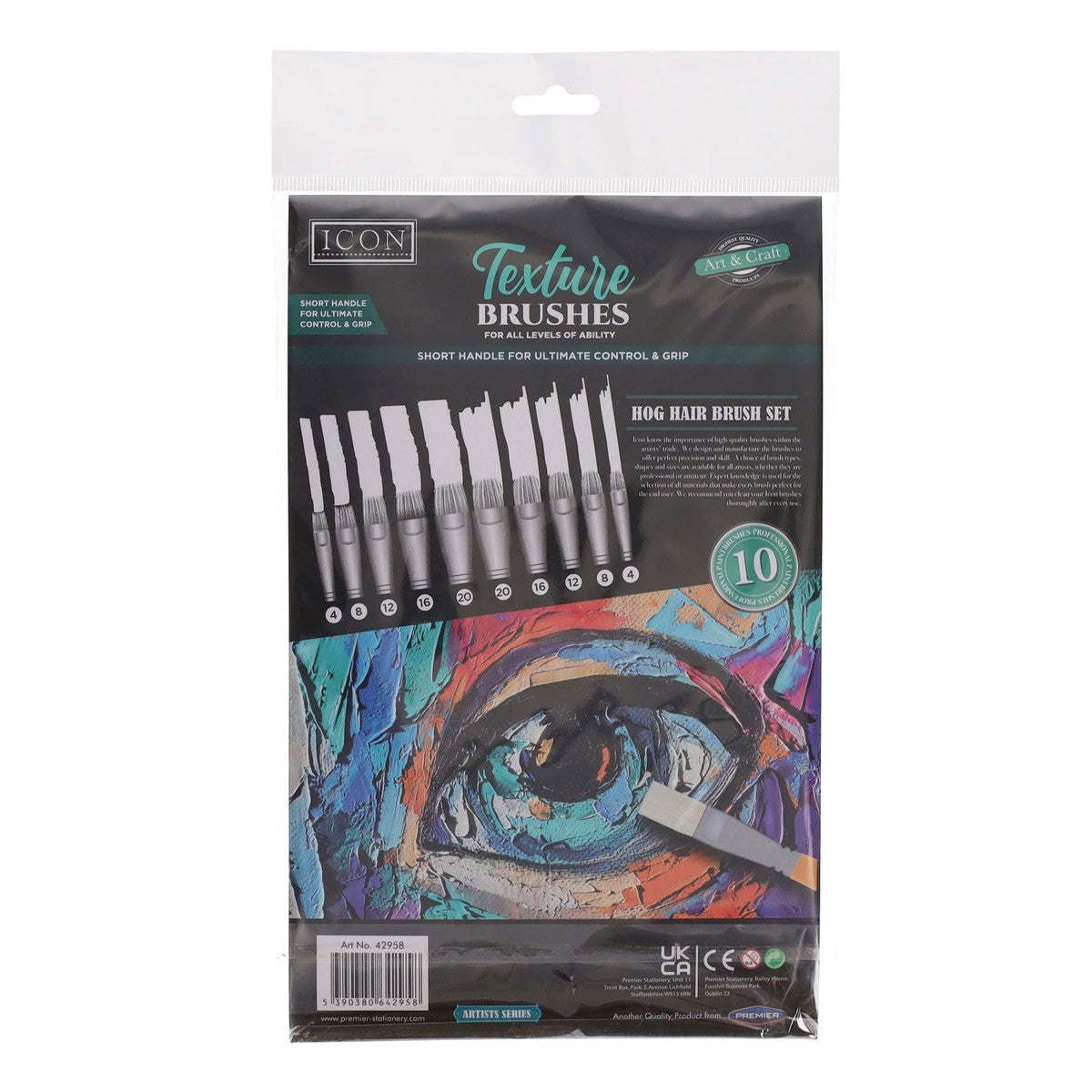 Icon Texture Paint Brush Set - Hog Hair - Pack of 10