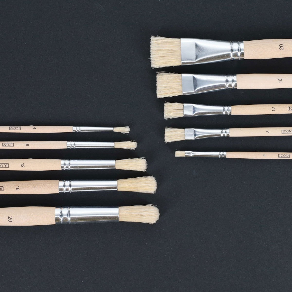 Icon Texture Paint Brush Set - Hog Hair - Pack of 10