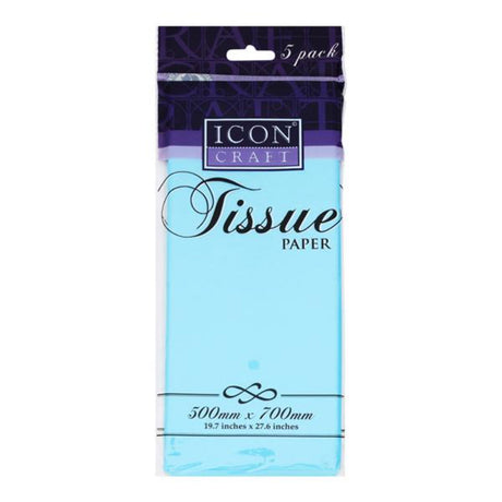 Icon Tissue Paper - 500mm x 700mm - Baby Blue - Pack of 5-Tissue Paper-Icon|StationeryShop.co.uk